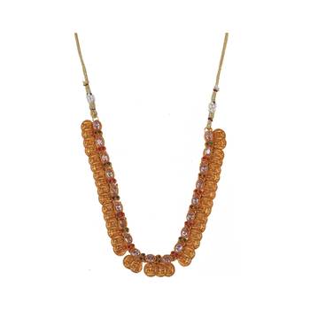 Gold plated white kemp laxmi coin necklace set 3