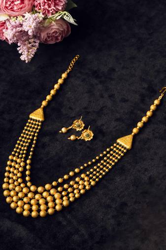 Gold plated green brass multilayer mala set