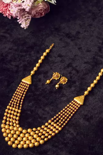 Gold plated multicolor brass multilayer mala set