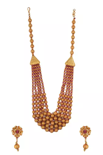Gold plated multicolor brass multilayer mala set