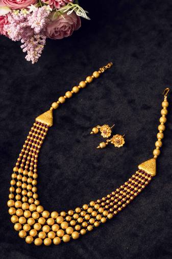 Gold plated red brass multilayer mala set