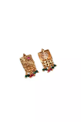 Gold plated square rajwadi mangalsutra and ring combo set