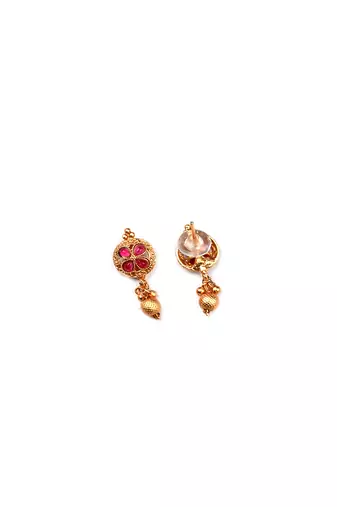 Gold plated red kemp rajwadi mangalsutra and ring combo set