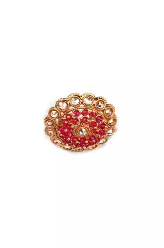 Gold plated rajwadi mangalsutra and red hydra adjustable ring combo set