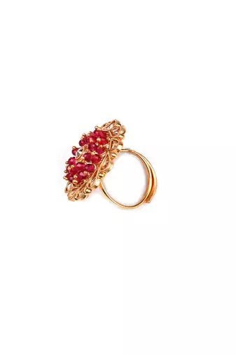 Gold plated rajwadi mangalsutra and red hydra adjustable ring combo set