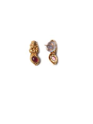 Gold plated ruby green mango patti double line necklace set 4