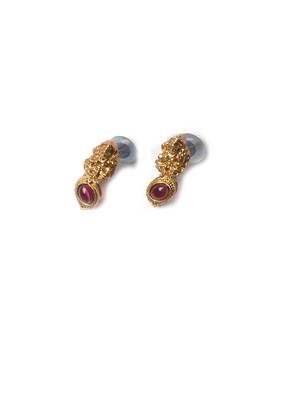 Gold plated ruby green mango patti double line necklace set 5