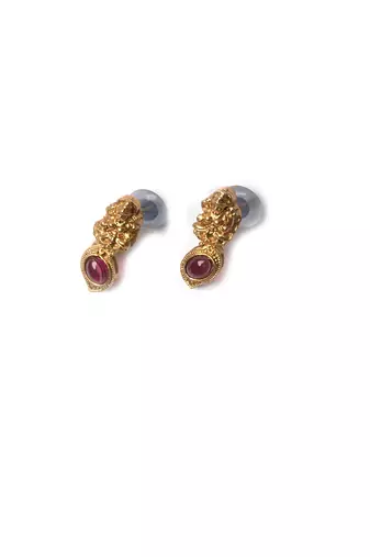 Gold plated ruby green mango patti double line necklace set