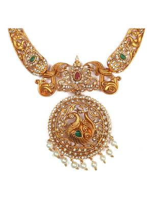 Gold plated peacock necklace set 3