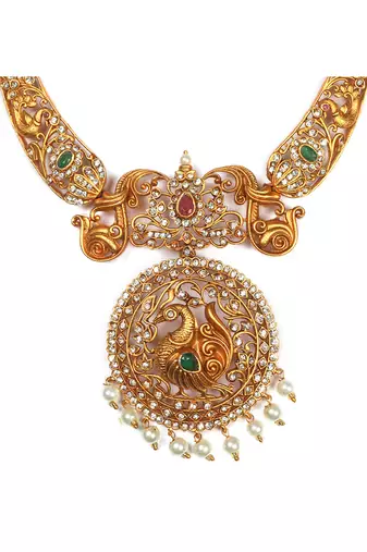 Gold plated peacock necklace set