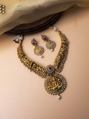 Gold plated temple necklace set 1