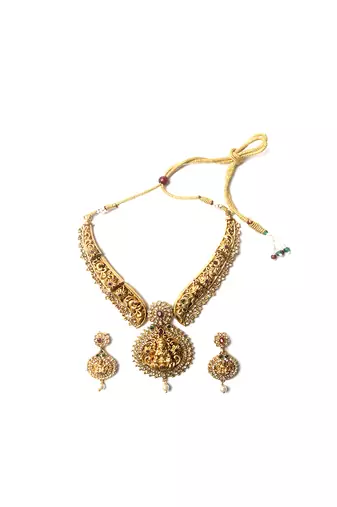 Gold plated temple necklace set
