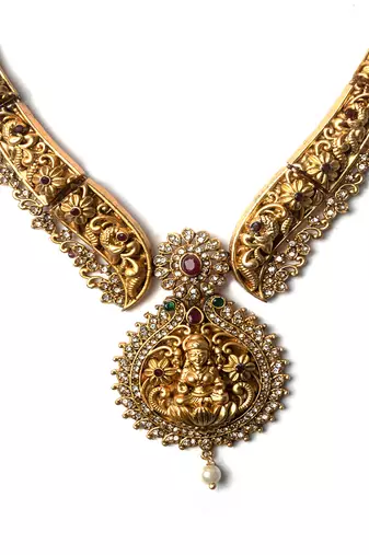 Gold plated temple necklace set
