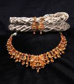 Elegant gold matte finish laxmi necklace set