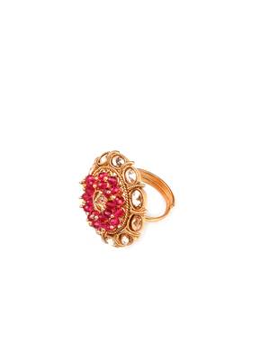 Stylish gold plated rajwadi mangalsutra and ring combo set 5