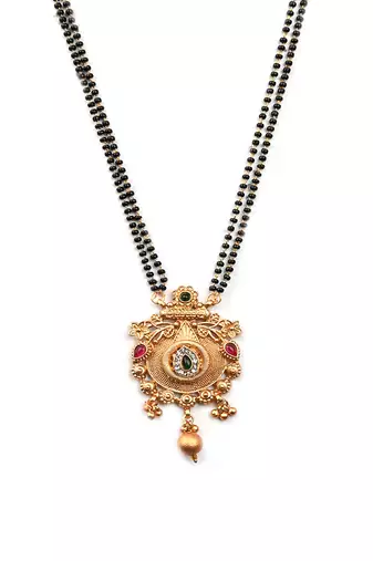 Gold plated rajwadi mangalsutra and ring combo set