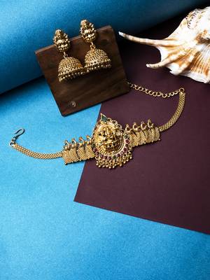 Gold plated temple choker set 1
