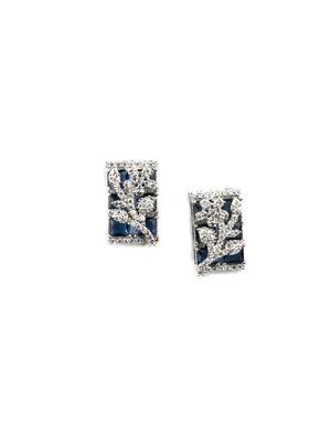 Silver plated square blue ad pendant set with earrings 4