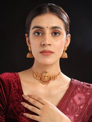 Gold plated temple choker set 2