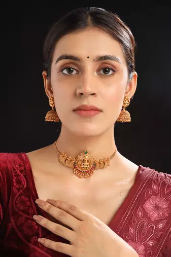 Gold plated temple choker set