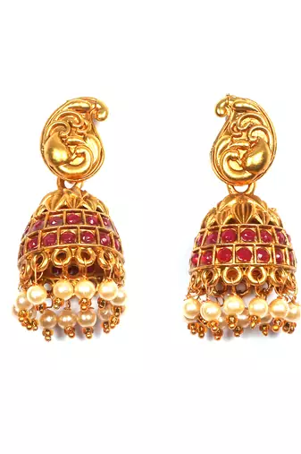 Gold matte finish multilayered green laxmi pendant syle set