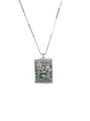 Silver plated square turquoise ad pendant set with earrings 3