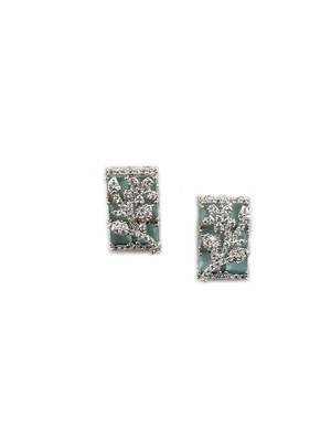 Silver plated square turquoise ad pendant set with earrings 4