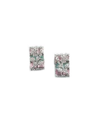 Silver plated square multicolor ad pendant set with earrings 4