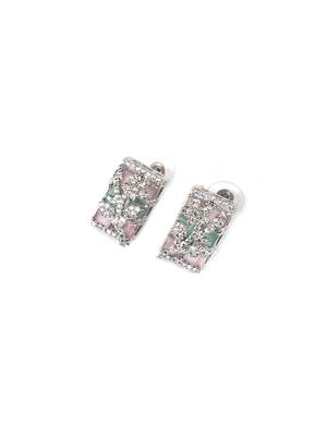 Silver plated square multicolor ad pendant set with earrings 5