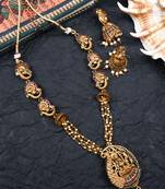 Gold matte finish multilayered ruby laxmi pendant syle set