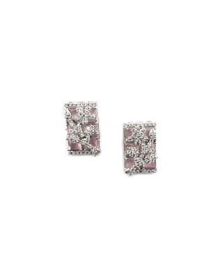 Silver plated square pink ad pendant set with earrings 4