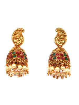 Gold matte finish multilayered ruby laxmi pendant syle set 4