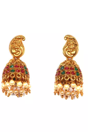 Gold matte finish multilayered ruby laxmi pendant syle set