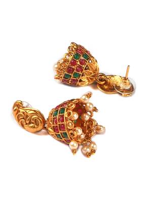 Gold matte finish multilayered ruby laxmi pendant syle set 5