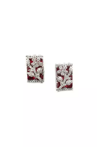 Silver plated square ad pendant set with earrings