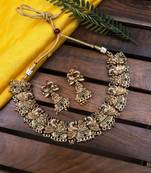 Elegant gold plated mahalaxmi necklace set