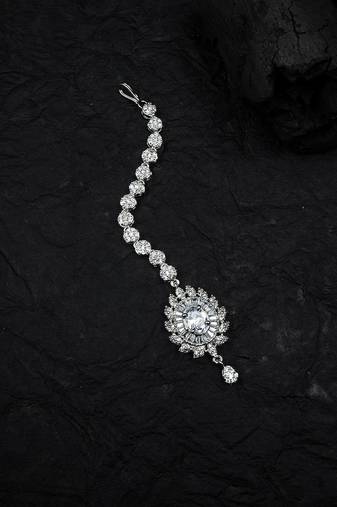 Luxurious silver flower mangtika for special occasions