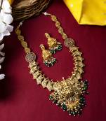 Luxurious gold plated long temple necklace set