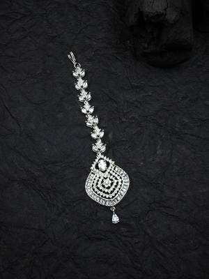 Stylish silver plated ad leaf mangtika for special occasions 1