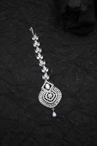 Stylish silver plated ad leaf mangtika for special occasions