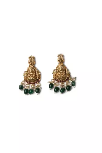 Luxurious gold plated long temple necklace set