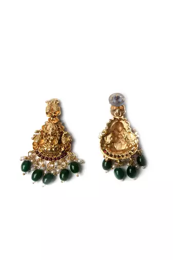 Luxurious gold plated long temple necklace set