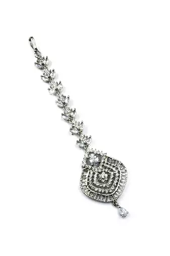 Stylish silver plated ad leaf mangtika for special occasions