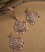Aurora luxe rose gold-plated cz-ad earrings-maangtikka set for weddings