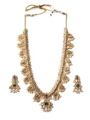 Gold plated long guttupusallu necklace set 3