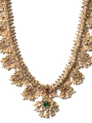 Gold plated long guttupusallu necklace set 4