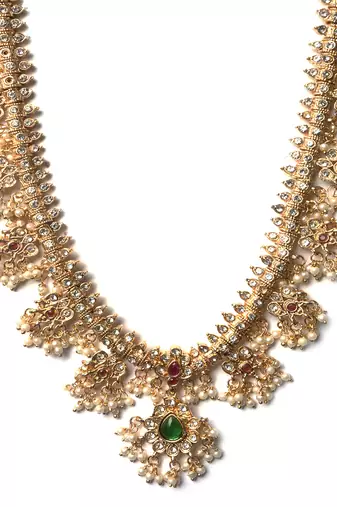 Gold plated long guttupusallu necklace set