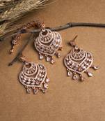 Celestial spark rose gold-plated earrings-maangtikka set