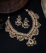 Gold plated short guttupusallu necklace set