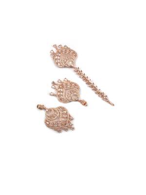 Celestial spark rose gold-plated earrings-maangtikka set 5